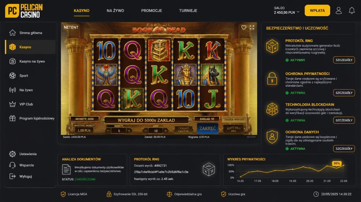 Slot premium z ikonami zabezpieczeń, analiza danych